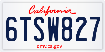 CA license plate 6TSW827