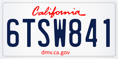CA license plate 6TSW841