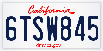 CA license plate 6TSW845