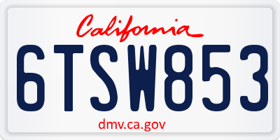 CA license plate 6TSW853
