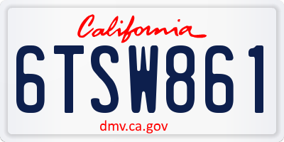 CA license plate 6TSW861
