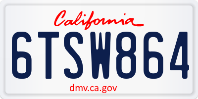 CA license plate 6TSW864