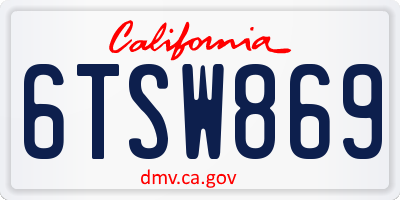 CA license plate 6TSW869