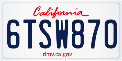 CA license plate 6TSW870