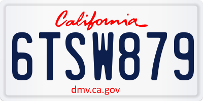 CA license plate 6TSW879