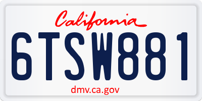 CA license plate 6TSW881