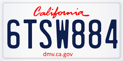CA license plate 6TSW884