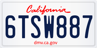 CA license plate 6TSW887