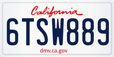 CA license plate 6TSW889