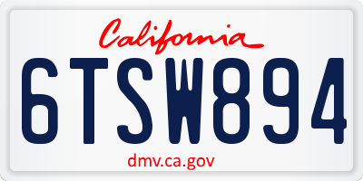 CA license plate 6TSW894