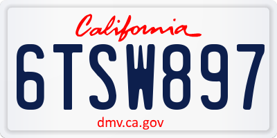 CA license plate 6TSW897