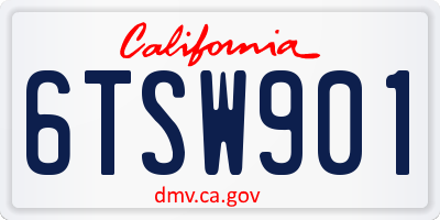 CA license plate 6TSW901