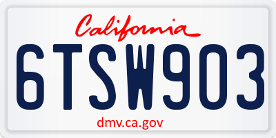 CA license plate 6TSW903