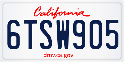 CA license plate 6TSW905