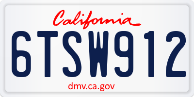 CA license plate 6TSW912