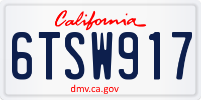 CA license plate 6TSW917
