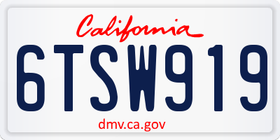 CA license plate 6TSW919