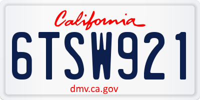 CA license plate 6TSW921