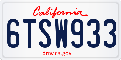 CA license plate 6TSW933