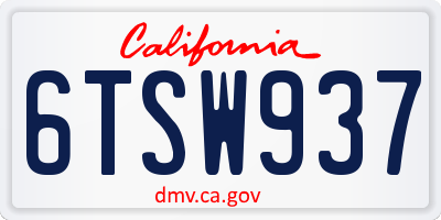 CA license plate 6TSW937
