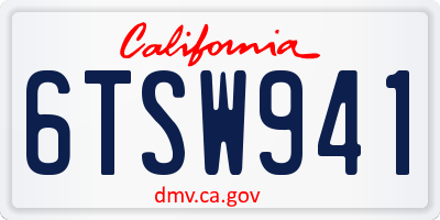 CA license plate 6TSW941