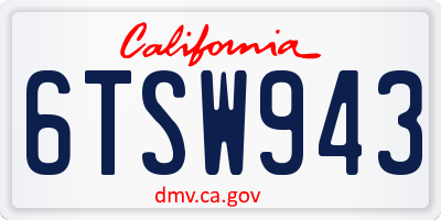 CA license plate 6TSW943