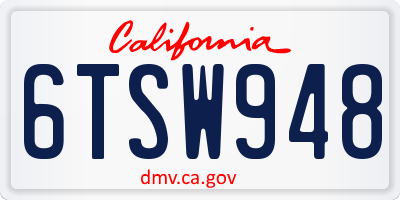 CA license plate 6TSW948