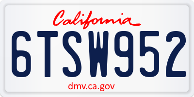 CA license plate 6TSW952