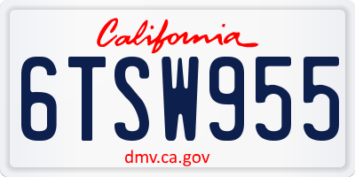 CA license plate 6TSW955