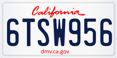 CA license plate 6TSW956