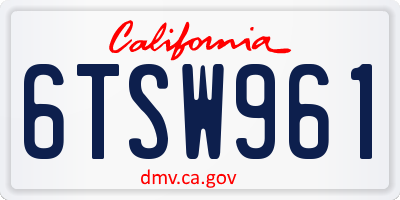 CA license plate 6TSW961