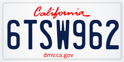 CA license plate 6TSW962