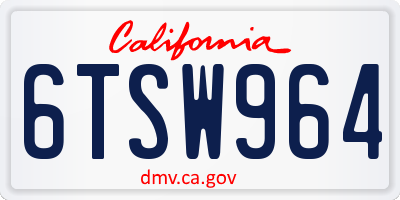 CA license plate 6TSW964