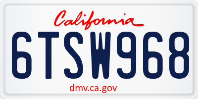 CA license plate 6TSW968