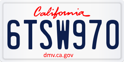 CA license plate 6TSW970