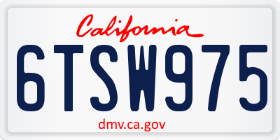 CA license plate 6TSW975