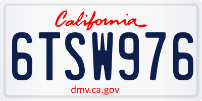 CA license plate 6TSW976