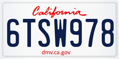 CA license plate 6TSW978