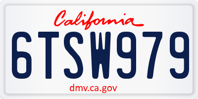 CA license plate 6TSW979