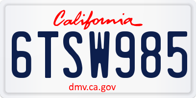 CA license plate 6TSW985