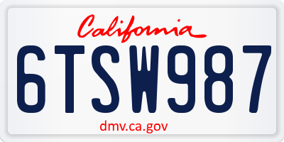 CA license plate 6TSW987