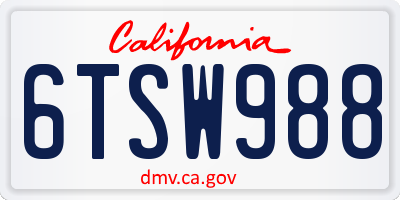 CA license plate 6TSW988
