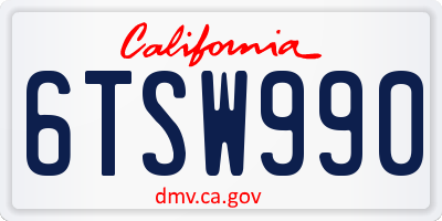 CA license plate 6TSW990