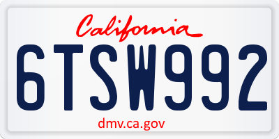 CA license plate 6TSW992