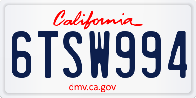 CA license plate 6TSW994