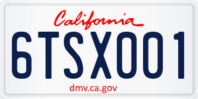 CA license plate 6TSX001