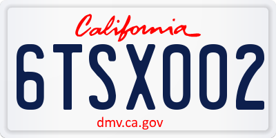 CA license plate 6TSX002
