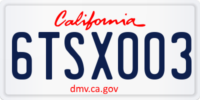 CA license plate 6TSX003