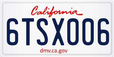 CA license plate 6TSX006