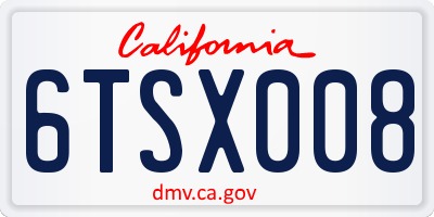 CA license plate 6TSX008